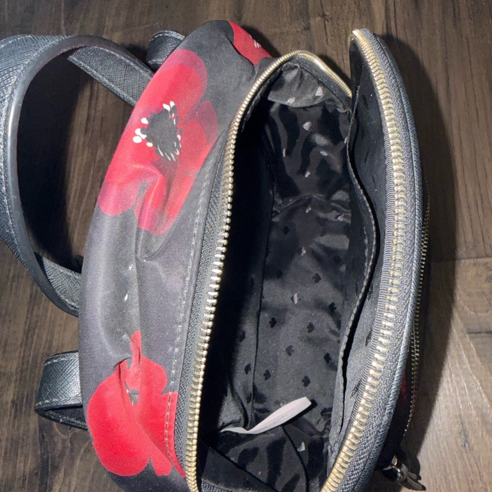 Kate Spade Red and Black Floral Backpack - Picture 5 of 8